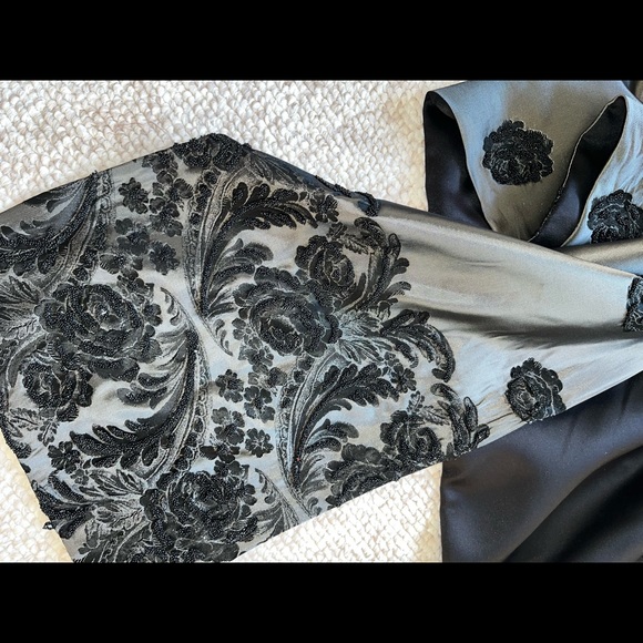 NWT Tom Barra Collection Elegant Long Dress Gown Metallic Taupe Pewter 4P Formal - Picture 14 of 14